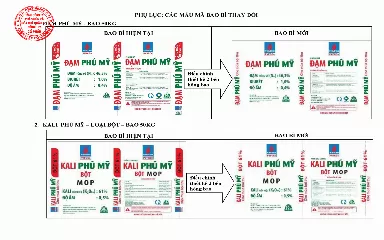 Thông báo về việc thay đổi mẫu mã bao bì phân bón Phú Mỹ